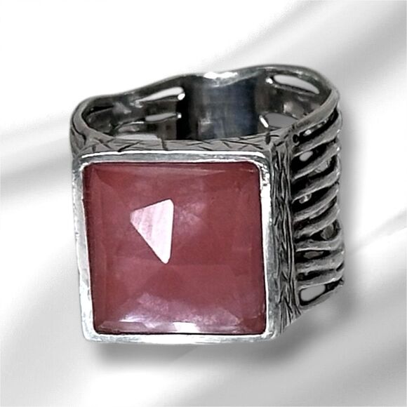 Silpada R1191 Retired 925 Sterling Silver Cherry Pink Quartz Ring Size 6 - Picture 2 of 7